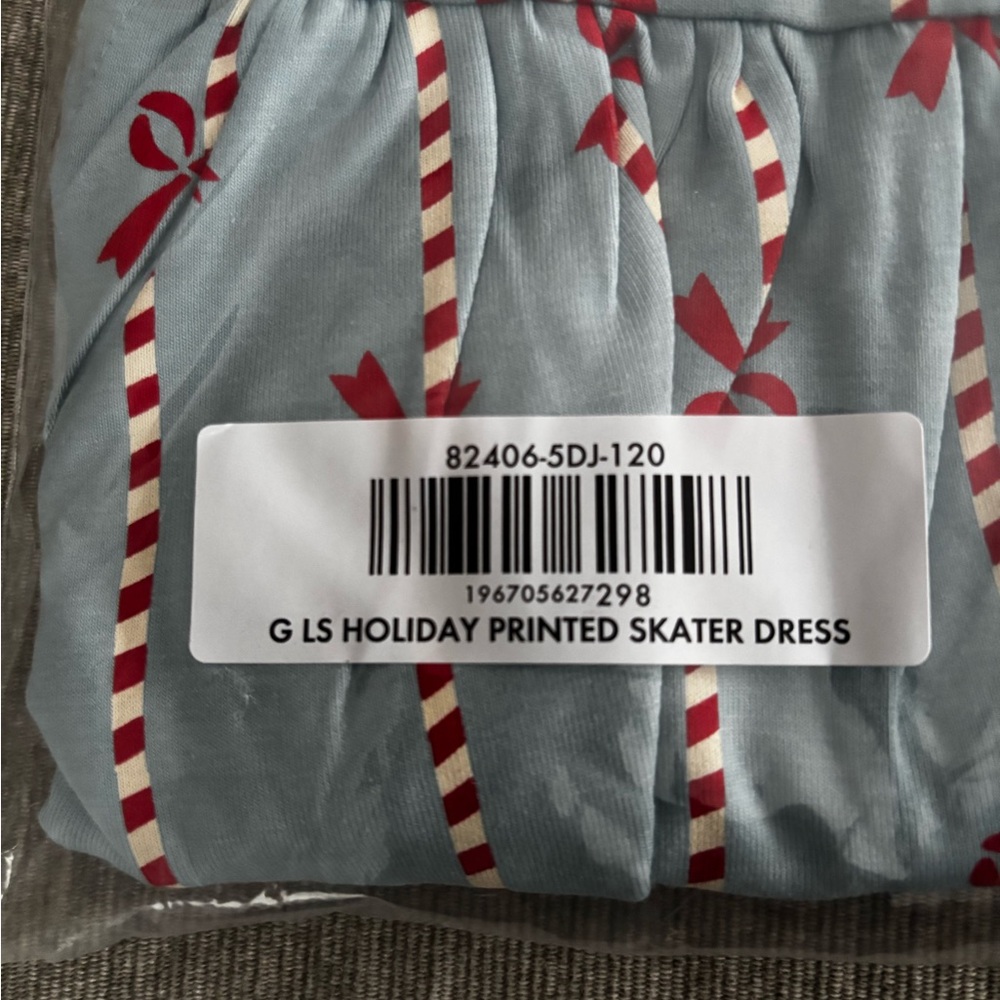 Hanna Andersson Blue and Red Bow Pattern Skater Dress with Pockets - Picture 3 of 4
